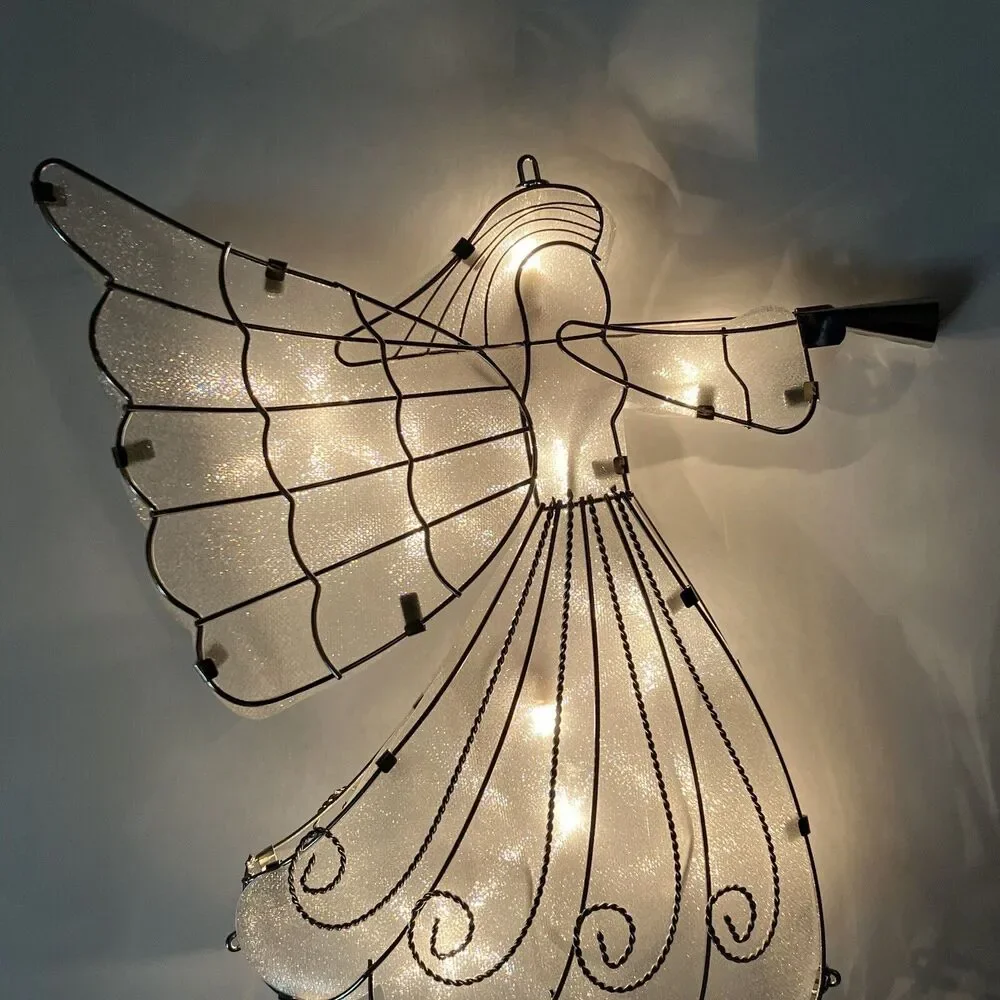 BEAUTIFUL TRIMMING TRADITIONS SPARKLING SILVER LIGHTED ANGEL TREE TOPPER 9